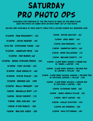 Undiscovered Realm Comic Con 2025 Saturday Pro Photo Op Schedule