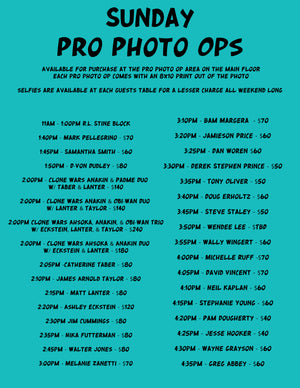 Undiscovered Realm Comic Con 2025 Saturday Pro Photo Op Schedule